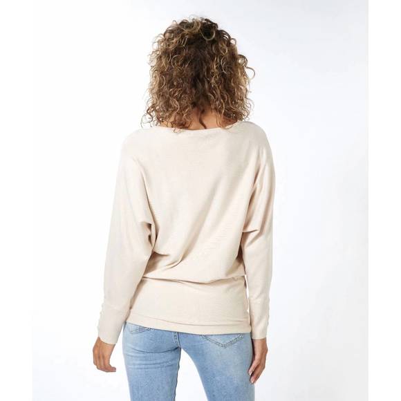 NEW ESQUALO dolman sleeve button cuff sweater top in light sand - Picture 2 of 2